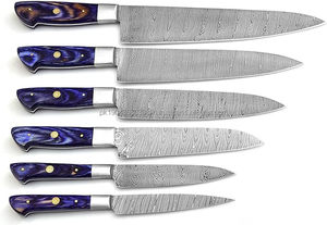 Vente chaude 7 pièces écologique 67 couches en acier damas ensemble de couteaux de cuisine professionnels avec poignées en bois Pakka - Product Image 2