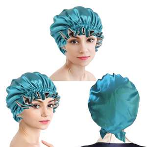 Cuffia da doccia reversibile all'ingrosso superiore di lusso stampa cuffia da notte per donna di moda cuffia da notte in raso di design con fiocco - Product Image 2