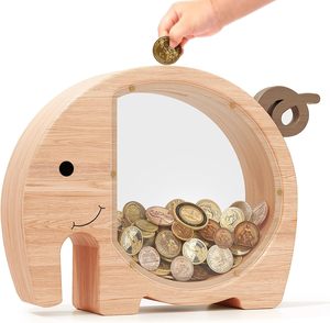 Unbreakable Personalized Wooden <b>Elephant</b> Piggy <b>Bank</b> Birthday Christmas New Year Gifts for Boys and Girls Baby Toy - Product Image 1