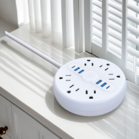 Strip daya 6 Outlet ultra-tipis dengan USB-C kabel 15 kaki tahan api soket ekstensi soket PC