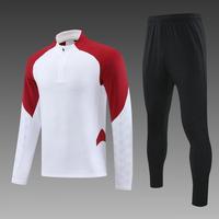 Setelan Training Pria Grosir, Jaket Olahraga Lengan Panjang Setengah Resleting, Celana Jogger Dua Warna, Cepat Kering, Bernapas, Pakaian Tim, Berkantong