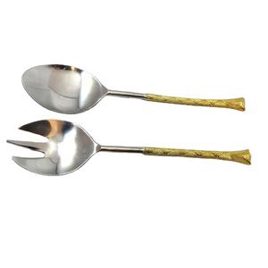 Service à salade de luxe en acier inoxydable Offre Spéciale avec belle poignée avec Design en marbre, ensemble de couverts à poignée faite à la main - Product Image 3