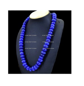 Collier de perles en résine bleu marine de bonne qualité, collier d'anniversaire de formes multiples, collier de perles de verre en résine pour femmes à la mode quotidienne - Product Image 1