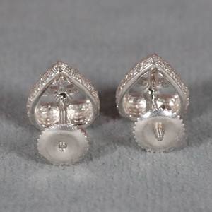 Unique <b>Heart</b> Shape Design <b>Earring</b> In 14 KT White <b>Gold</b> With Lab Created Round Cut Diamond <b>Earring</b> For Women - Product Image 4