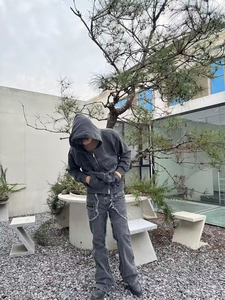 Oem Wholesalers Custom New Zipper Hoodie Men's High Quality Boxy Blank Double Zip Hoodie - Product Image 3