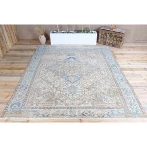 Alfombra Vintage Extra Grande de 8.1x9.5 pies, Alfombra Geométrica Turca Marrón - Product Image 1