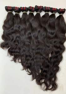 Paquetes de cabello humano indio Virgin Temple Raw South Indian Machine Trama Color natural Extensiones de cierre de encaje - Product Image 5