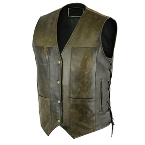 Gilet d'hiver pour hommes avec logo personnalisé en cuir très résistant nouveau style gilet en cuir léger, confortable et chaud à col en V - Product Image 4