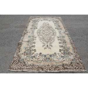 พรมลาเท็กซ์ขนแกะลายเย็บปะติดสำหรับห้องนั่งเล่น5.5 'x 9.2' (168x280ซม.) สีเบจสีน้ำตาลวินเทจ - Product Image 1