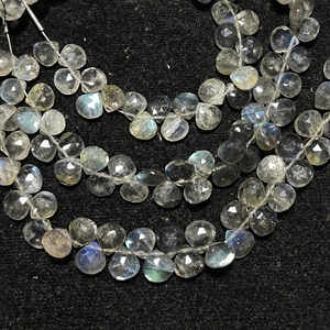 Perles de Labradorite à facettes en forme de cœur Briolette, perles calibrées 7MM, boutique de perles en gros - Product Image 2