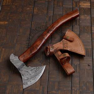 Hacha Vikinga de Acero de Damasco Industrial Premium, Hacha de Batalla Forjada a Mano, Hacha de Campamento al Aire Libre, Mango de Madera de Palisandro, Funda - Product Image 5