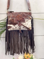 Sac fourre-tout en cuir sculpté à la main par un designer, avec franges, élégant, en cuir de vachette, multi-usages pour femmes – Grande Vente