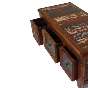 ขาตั้งทีวีโบราณพร้อมลิ้นชักเก็บของ 3 ลิ้นชักทําจากไม้เรือรีไซเคิลที่เป็นของแข็งพร้อมสีสันหลากสีสําหรับใช้ในร่ม - Product Image 3