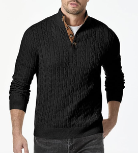 Suéter de cuello alto para hombre, 100% algodón, ligero, suave, de punto, cálido, ajustado, cómodo, duradero - Product Image 4