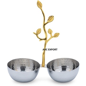 Lot de 2 bols de service de table en métal doré dernier modèle pour la maison les plus vendus bol de serveur de nourriture et de dessert à bas prix - Product Image 5