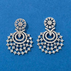 Boucles d'oreilles pendantes en diamant américain classique 2 tons placage de rhodium Collection de grossiste à la mode Inde pour Mehndi pour - Product Image 3