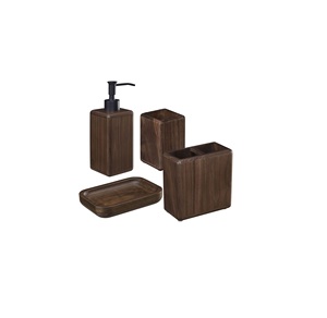 Luxury Wood Square Four-Piece Bathroom Set Handmade Eco-Friendly Soap/<b>Shampoo</b> <b>Holder</b> Custom Size High Quality Modern Design - Product Image 2