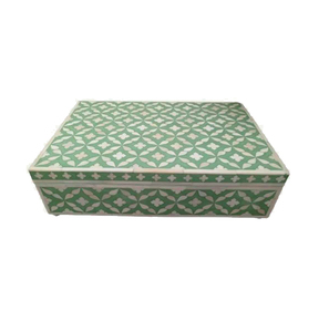 Boîte de rangement en bois sculpté de feuille de résine faite à la main taille personnalisée boîte de cadeau décorative à la maison de bijoux d'incrustation d'os pour la mère perle - Product Image 1