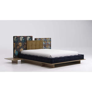Cama con plataforma Kenzo Mah Jong, diseño moderno y elegante con cama tapizada suave, muebles de dormitorio contemporáneos con almacenamiento - Product Image 1