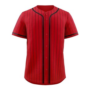 เสื้อเบสบอลชายแบบสปอร์ตสั่งทำพิเศษด้วยเทคนิคซับลิเมชั่น ลายทางทอลายทแยง สีดำและสีแดง - Product Image 1