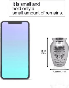 Mini urna de baloncesto personalizada para cenizas humanas, recuerdo para una pequeña urna para cenizas humanas en memoria amorosa, tamaño personalizado plateado - Product Image 6