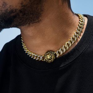 Collar de cadena cubana de moissanita con cabeza de león para hombres Iced Out 18K chapado en oro Hip Hop Bling joyería Cadena de calle personalizada - Product Image 2