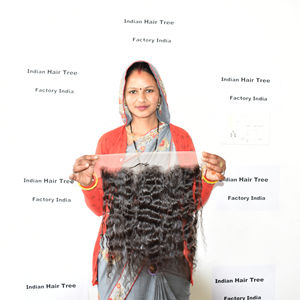 Suministro al por mayor 22 "pulgadas 1 Frontal 13*4 Color natural rizado negro virgen cutícula alineada vendedor solo donante cabello humano indio - Product Image 4