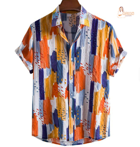 Nouvelle chemise à manches courtes pour homme, style cubain, tendance, littéraire et décontractée - Product Image 1