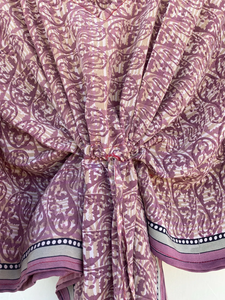 Kaftan de seda de 100% de lujo bohemio Vintage, estampado de tinte de corbata de secado rápido, Kimono con cuello en V, cierre de cordón, tamaño libre suave, Primavera Verano - Product Image 2