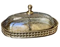 Ensemble de 2 assiettes à bol octogonales avec couvercle en verre et base en marbre avec plateau à dessert en bois d'acacia Outils de bol de service