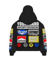 Ensemble de pantalons de survêtement à capuche deux pièces personnalisés pour hommes, en coton éponge français surdimensionné, sweat à capuche imprimé bouffant 3D, pantalon évasé, survêtement patchwork - Product Image 3