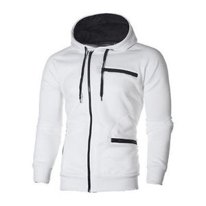 Sweat-shirt à capuche zippé pour homme, gris marine, manches raglan, décontracté, pour l'automne, avec poche, coupe classique, en molleton tricoté - Product Image 2