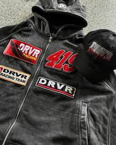 Sudaderas con Capucha Estilo Vintage Lavadas al Ácido, Personalizadas con Serigrafía, Parche Bordado con Logotipo, Efecto Desgastado por el Sol, Cierre de Cremallera, Otoño, 100% Poliéster, Secado Rápido - Product Image 2