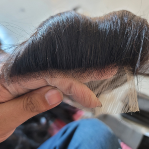 Parche Frontal de cabello humano de grado Remy indio para hombres y mujeres, trama atada a mano, cubierta de polietileno para el retroceso de la línea del cabello - Product Image 1