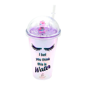 Bicchiere in Plastica Originale con Cannuccia e Coperchio a Cupola di Lusso, Capacità 500ml, per Feste e Bambini, con Design a Immagine di Ciglia - Product Image 3