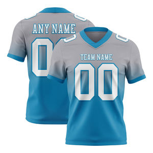 Camiseta de deporte de fútbol americano personalizada camiseta de fútbol de malla cosida impresión Digital camiseta de fútbol americano gris y azul - Product Image 2