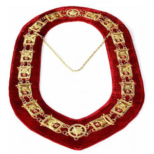 Collares de metal maestro, collar de cadena masónica chapado en oro Regalia bordado de la mejor calidad en terciopelo a la venta - Product Image 2