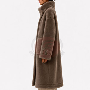 Manteau long en fausse fourrure douce et chaude pour femme, style décontracté urbain, en coton et polyester, coupe ample, épais, idéal pour l'hiver et les températures froides - Product Image 2