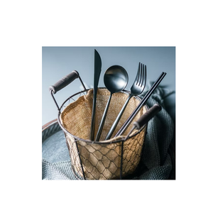 Juego de tenedor de cuchara de cuchillo negro mate con espejo de lujo, pieza de diseño de cubiertos de acero inoxidable 18/10, gran oferta - Product Image 1