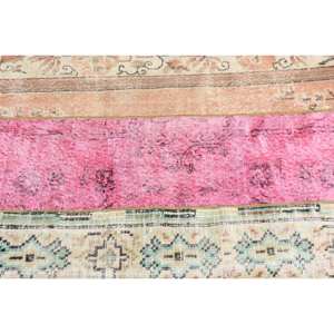 Alfombra de lana rosa moderna, alfombra rectangular turca de 3x7 pies, respaldo de látex para decoración de sala de estar, pasillos con patchwork - Product Image 5