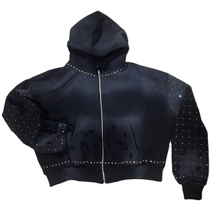 Sudadera con Capucha Personalizada de Gran Tamaño con Pedrería, Bordado Desgastado, Estilo Urbano - Product Image 1