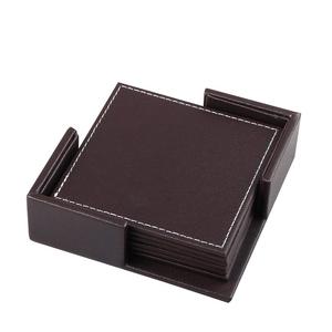 Creative Handmade Luxurious Home Tabletop <b>Protection</b> Round Leather Coasters Set With Holder <b>Table</b> Decor and Accessories - Product Image 3