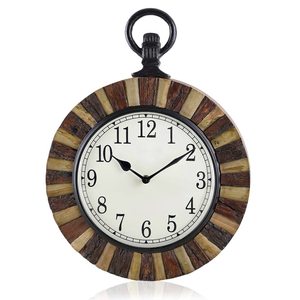 Antique Nautical Style Simple Home <b>Wooden</b> Wall Clock Unique Shinny Polished Natural Wood on Sale - Product Image 2