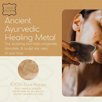 Outil de Gua Sha en métal doré avec logo privé personnalisé OEM 100% rouleau de visage naturel masseur des yeux zone de massage du cuir chevelu