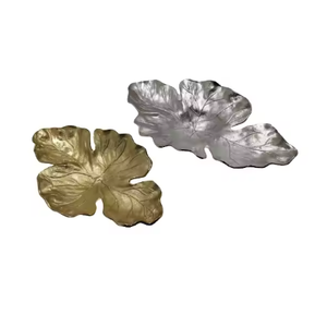 Couleur or plateau de service moderne en laiton conteneur plateaux feuille forme salon décor bol décoration de la maison assiette de fruits - Product Image 2