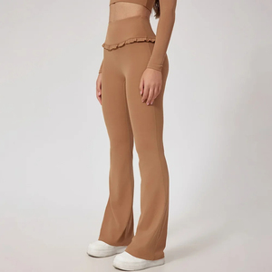 Cloud Rise femmes taille haute pantalons de sport entraînement à domicile longue Gym Fitness évasé Leggings rue collants pour courir Yoga noir - Product Image 6