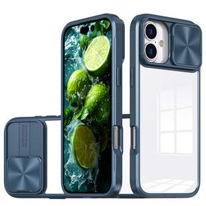 เคส iPhone 16 6.1 รุ่นพรีเมียมแบบไฮบริด พร้อมฝาปิดกล้อง สีฟ้า - Product Image 1