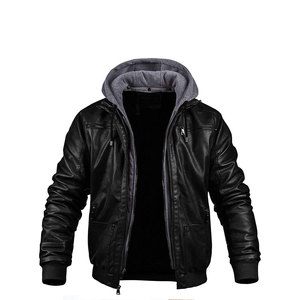 Chaqueta de cuero para hombres europeos y americanos, chaqueta de cuero para motocicleta para hombres punk con cuello levantado para jóvenes - Product Image 5