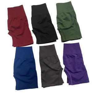 2023 femmes taille haute entraînement Fitness Leggings bout à bout sport Biker Shorts solide cordon bonne vente Shorts chauds - Product Image 1