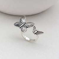Bague en laiton double papillon faite à la main finition or et argent bijoux de mode uniques pour petite amie femme idée cadeau unique esthétique